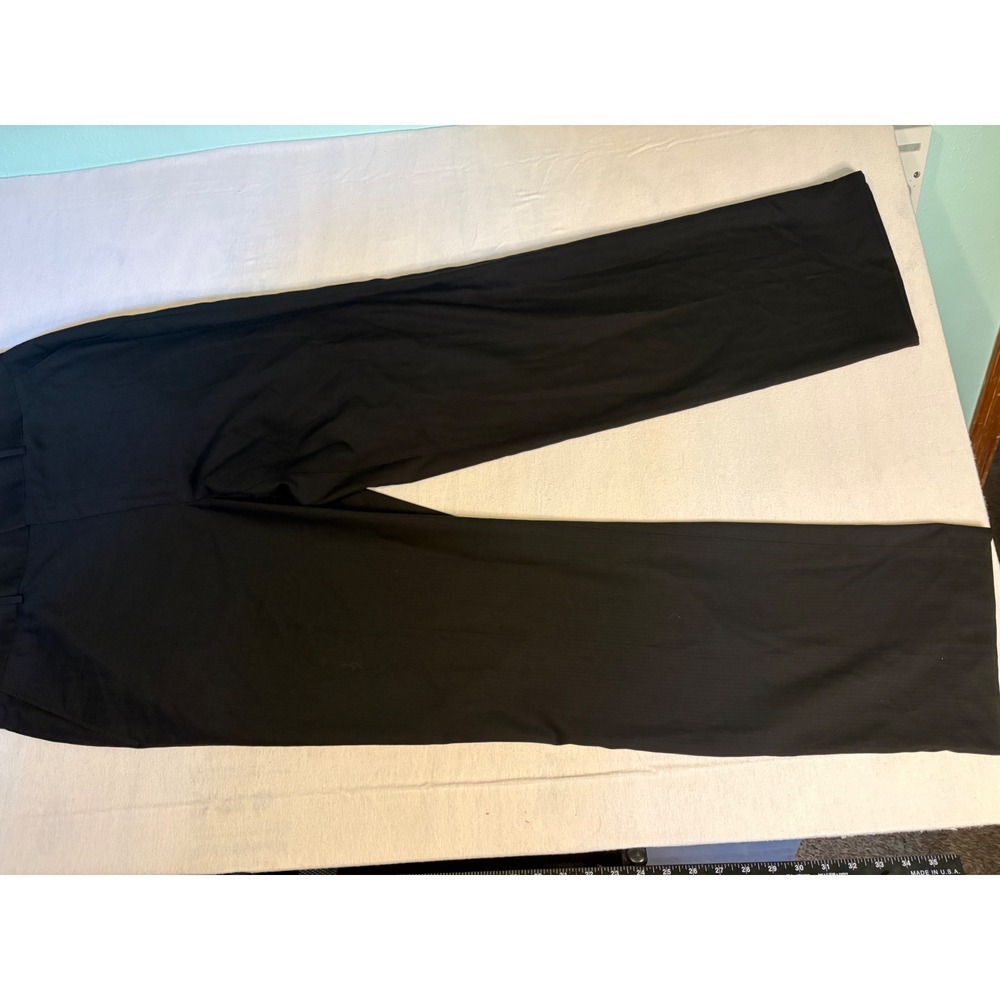 Perry Ellis Mens Black Micro Stripe Dress Pants Flat Front Unhemmed 36x34 1410